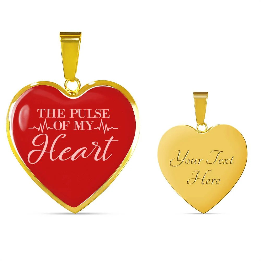Love Message The Pulse Of My Heart Personalized Engraved Gold Heart Necklace Cu